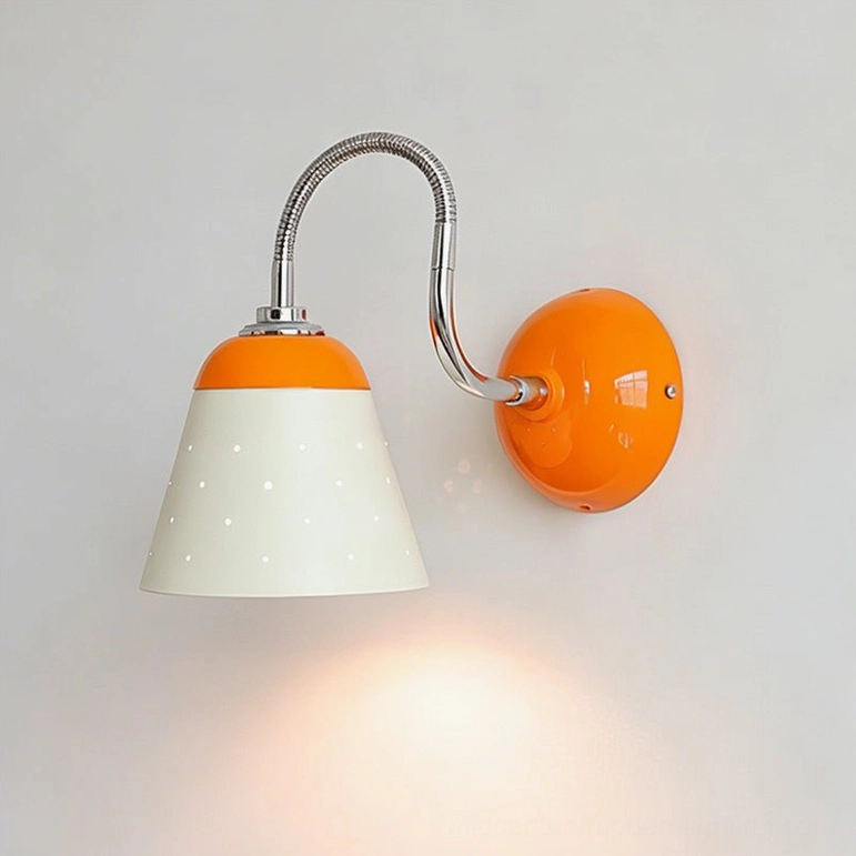 Casper retro wall sconce front view, orange and black finish, minimalist industrial aesthetic