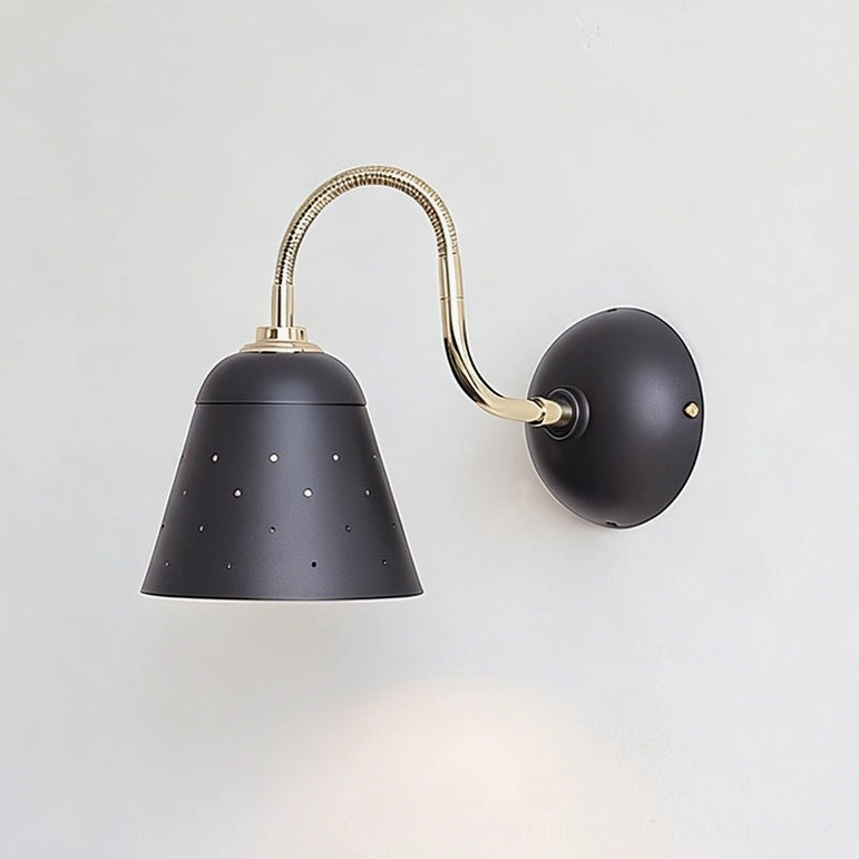 Casper wall sconce solid black finish, front view, graphic geometric form, minimalist wall accent