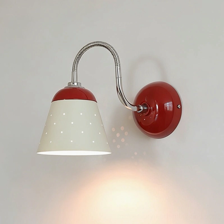 Casper wall sconce deep red and white color-blocked finish, sophisticated mid-century modern design