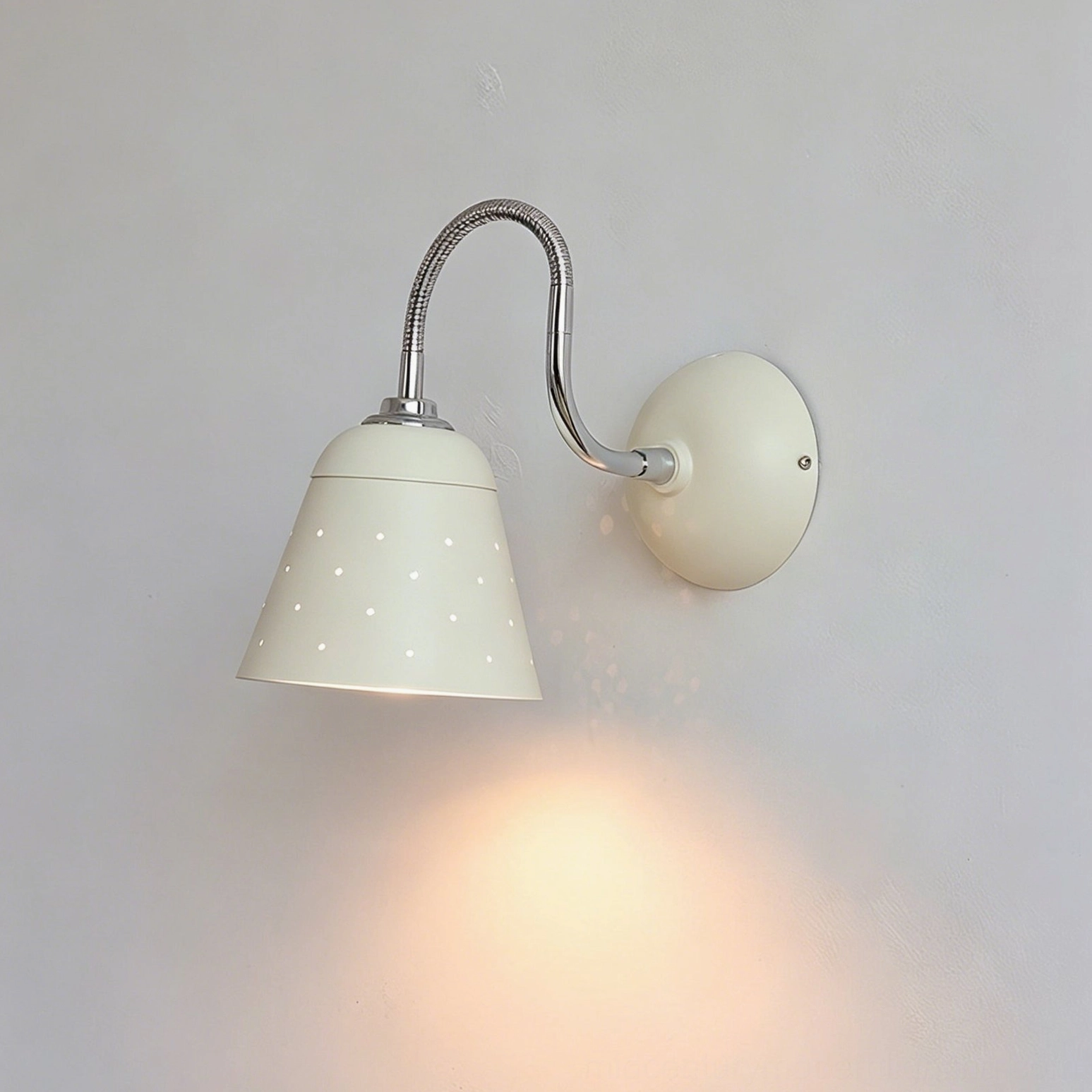 Casper funnel wall sconce, solid white finish, side view, contemporary minimalist design