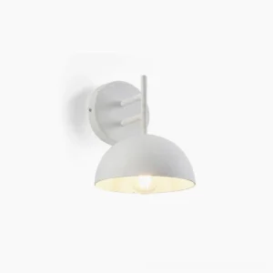 Castle Wall Light white industrial metal dome sconce front view studio photography