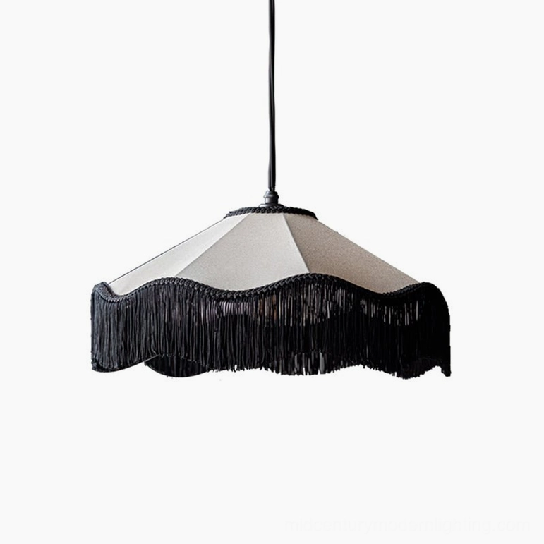 Cecile Tassel Pendant Lamp product display highlighting sophisticated two-tone color palette and artisanal tassel detailing