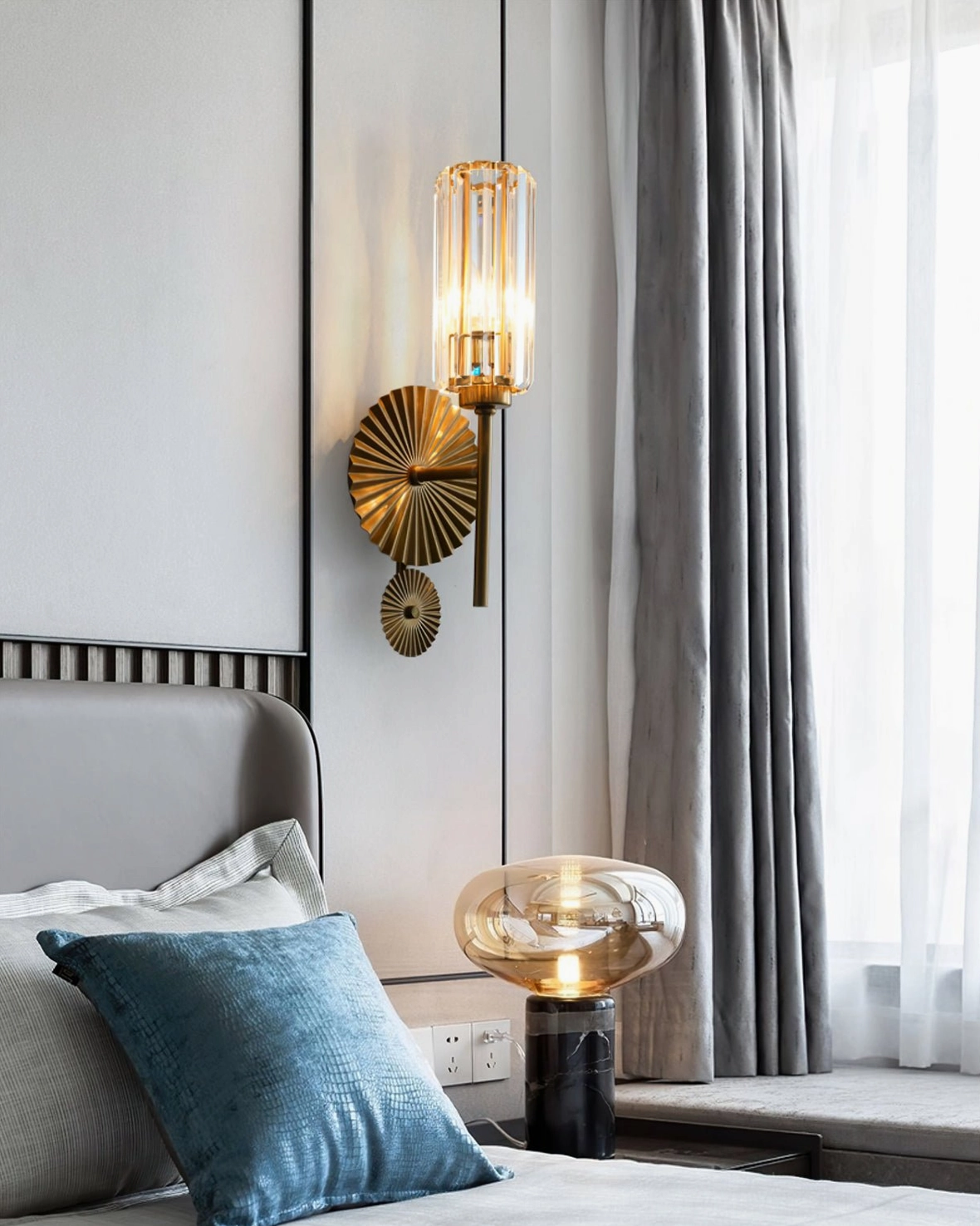 Cecily wall sconce architectural lighting design with fluted crystal shade modern aesthetic