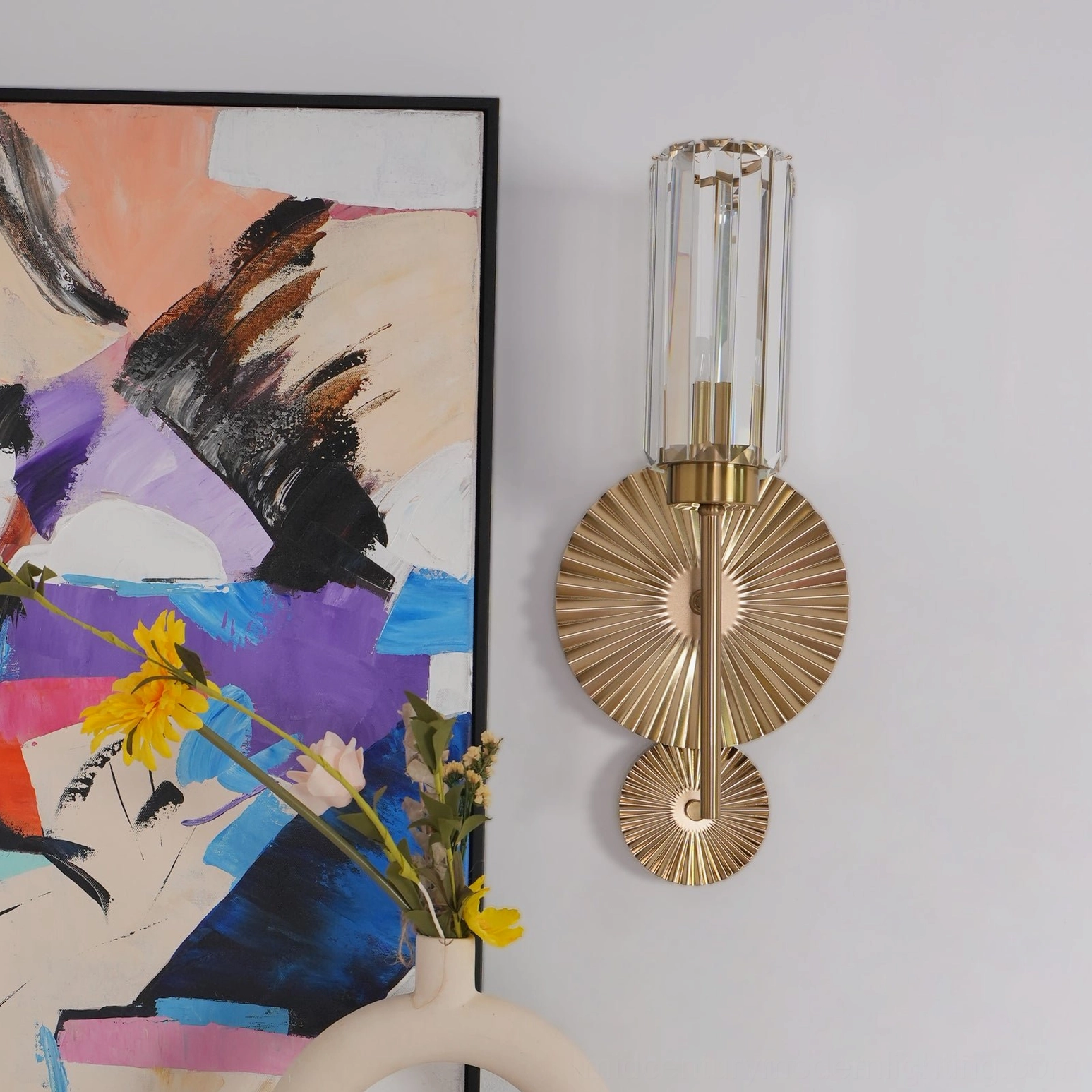 Cecily wall sconce copper brass tone fixture with beveled crystal shade contemporary lighting