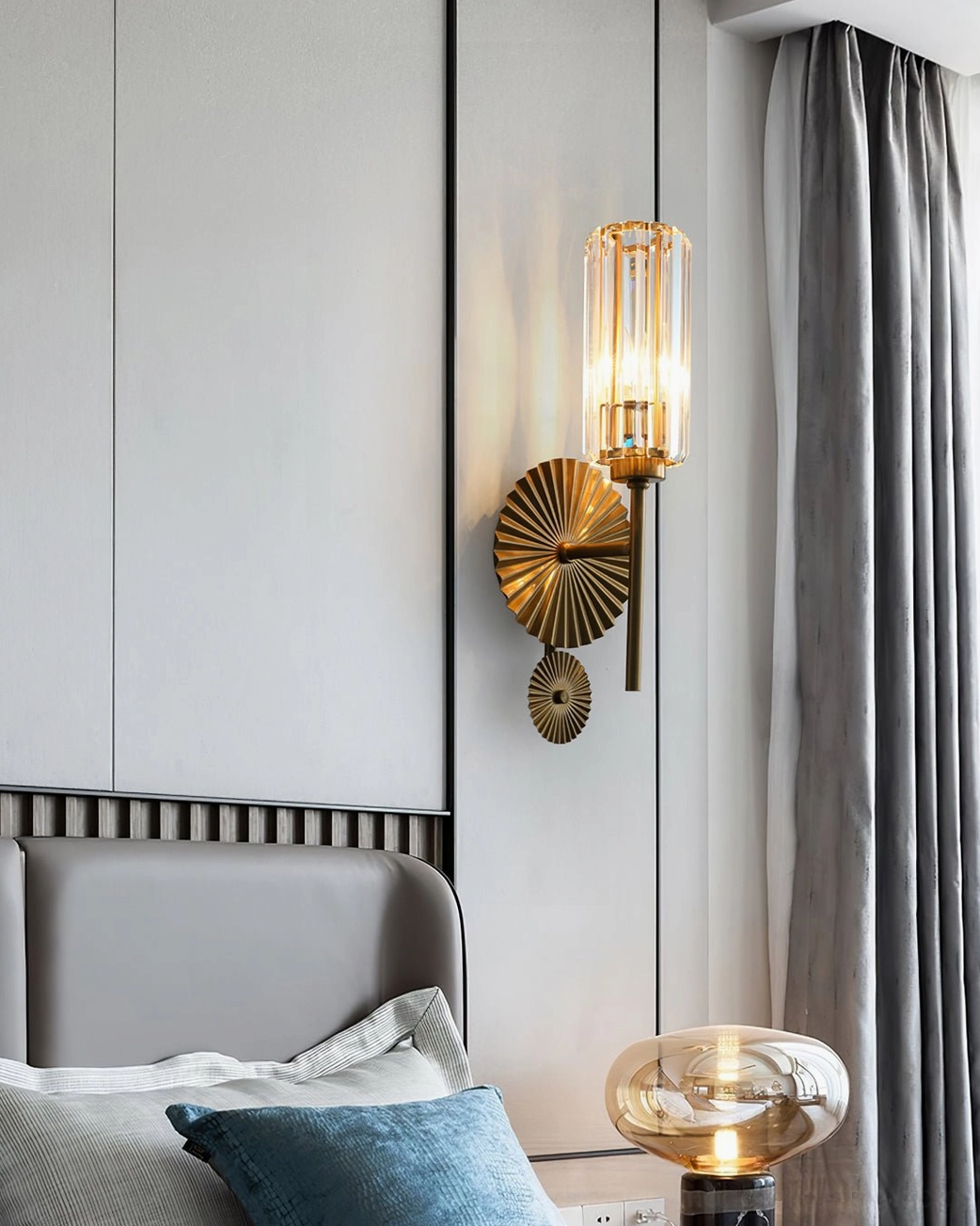 Cecily wall sconce full product shot showing complete fixture design and crystal glass composition
