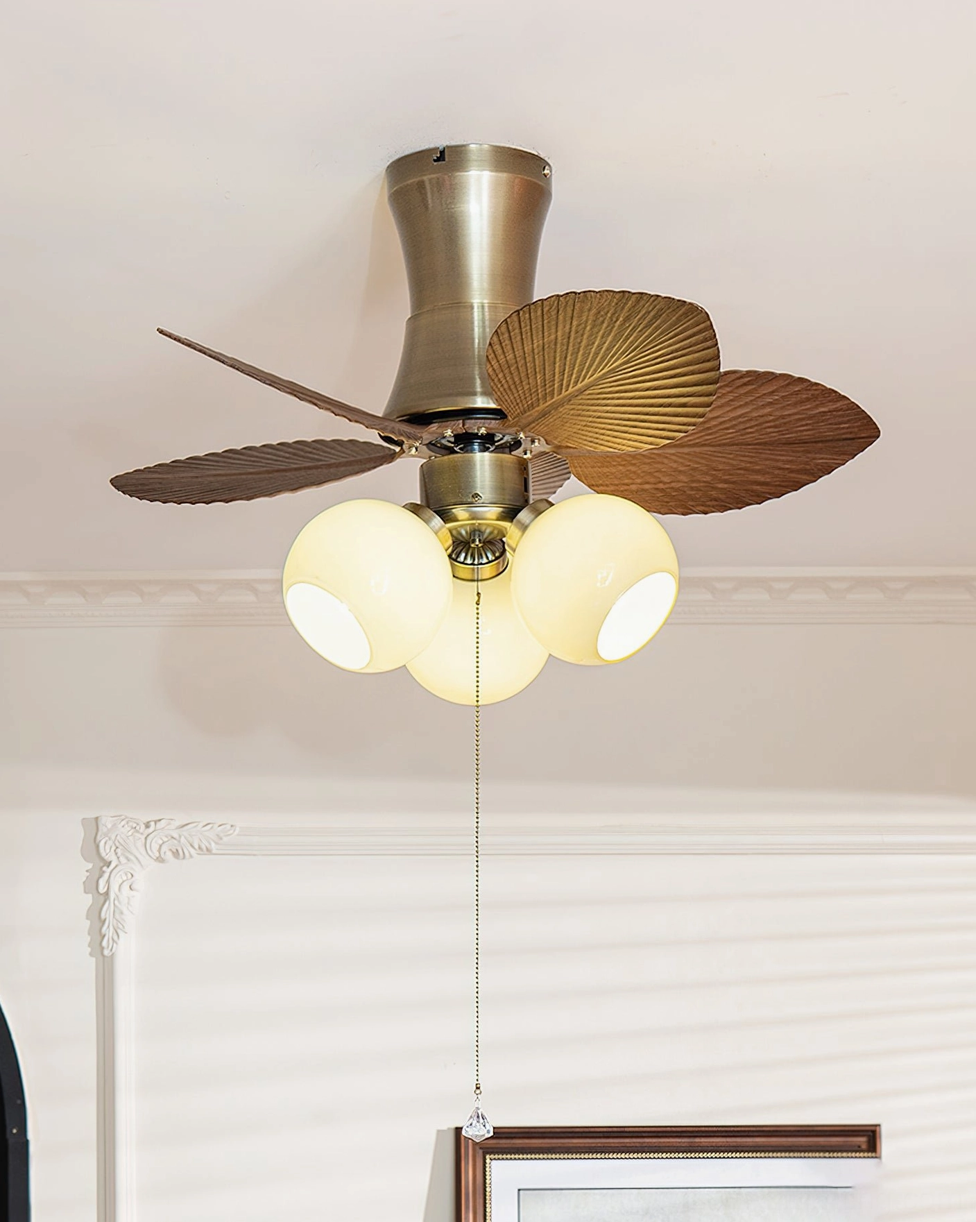 DC motor ceiling fan light operation showing quiet energy-efficient performance in action