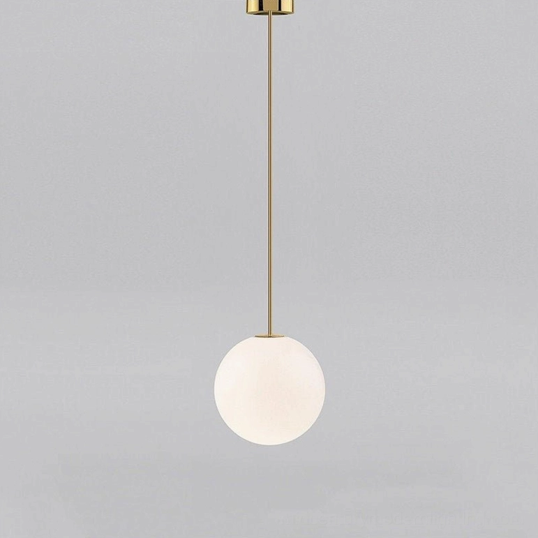 Ceiling-mounted brass suspension pendant fixture with ceiling hardware installation detail