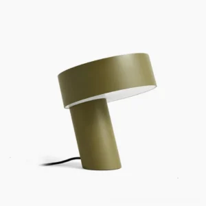 Celia angular table lamp in khaki green matte finish, minimalist geometric design, studio product shot