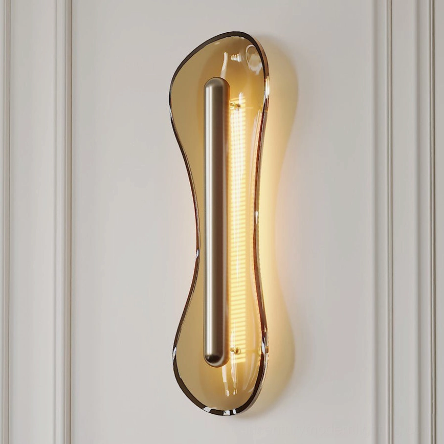 Modern Cell Wall Lamp close-up mounted on decorative interior wall panel, warm minimalist luxury ambiance with soft illumination