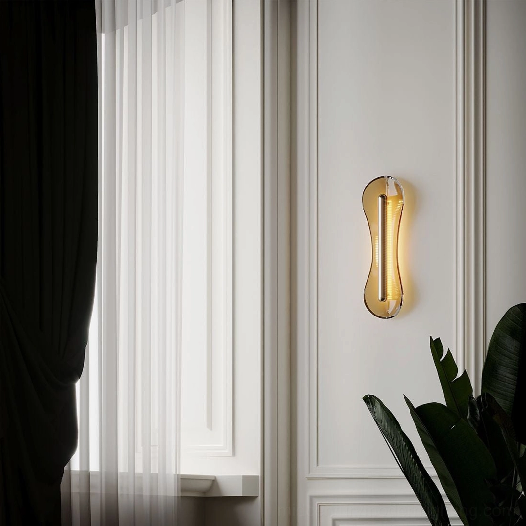 Illuminated Cell Wall Lamp at night time creating dramatic shadow patterns ambient mood lighting effect interior