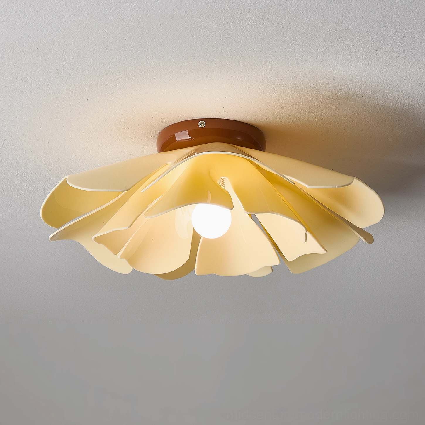 Cenia floral petal ceiling light in bohemian interior setting, eclectic artistic style
