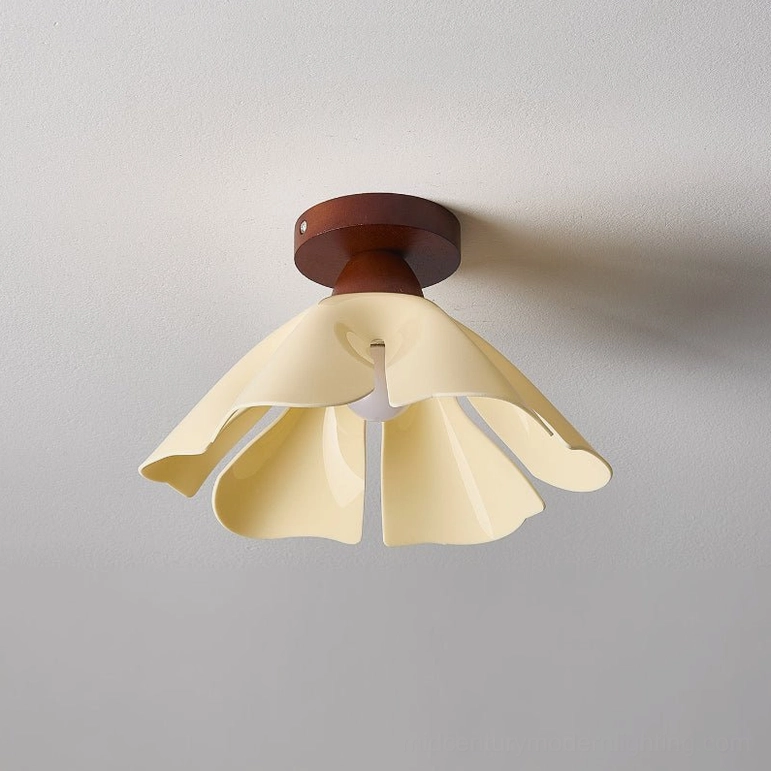 Cenia ceiling light showing metal frame construction and acrylic petal shade assembly