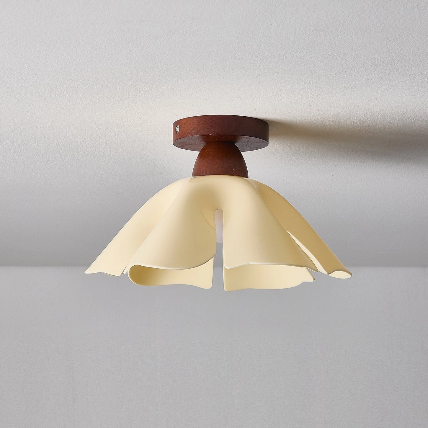Cenia floral ceiling light model A compact format, 6.3 inch diameter, bedroom scale lighting