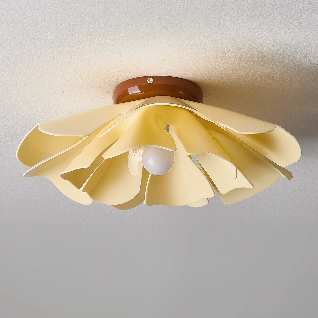 Cenia floral flush mount light in Scandinavian interior design, minimalist home decoration