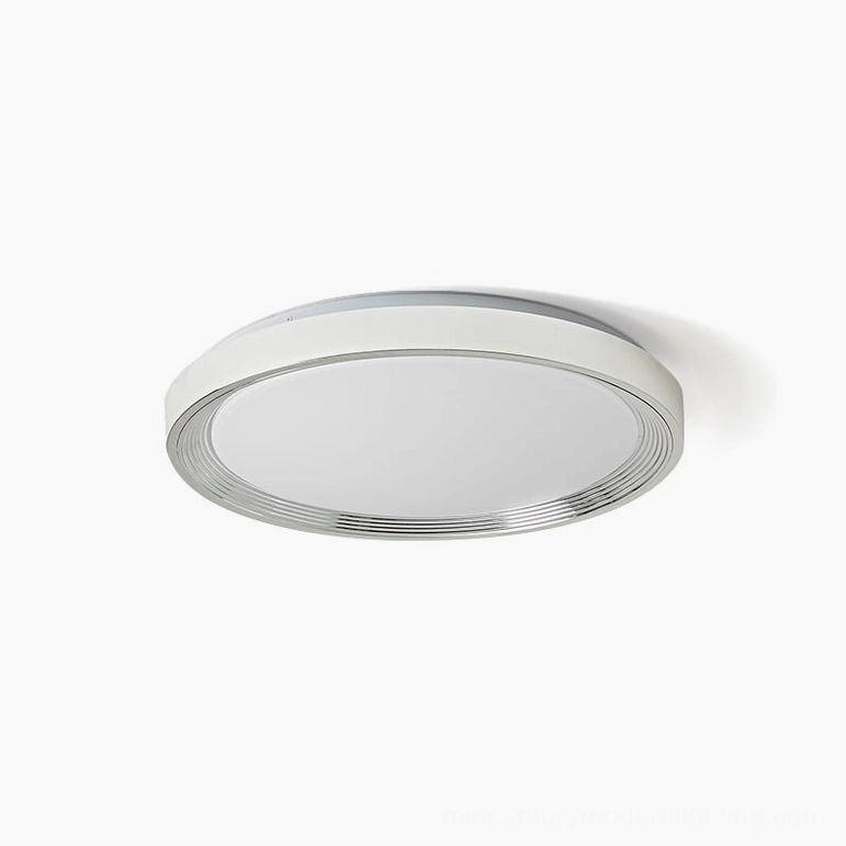 Cerova white finish LED ceiling light in clean scandinavian minimalist interior