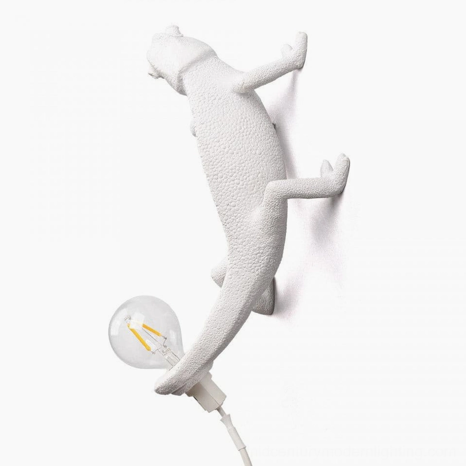 Chameleon wall sconce paired with botanical home décor, organic modern interior design