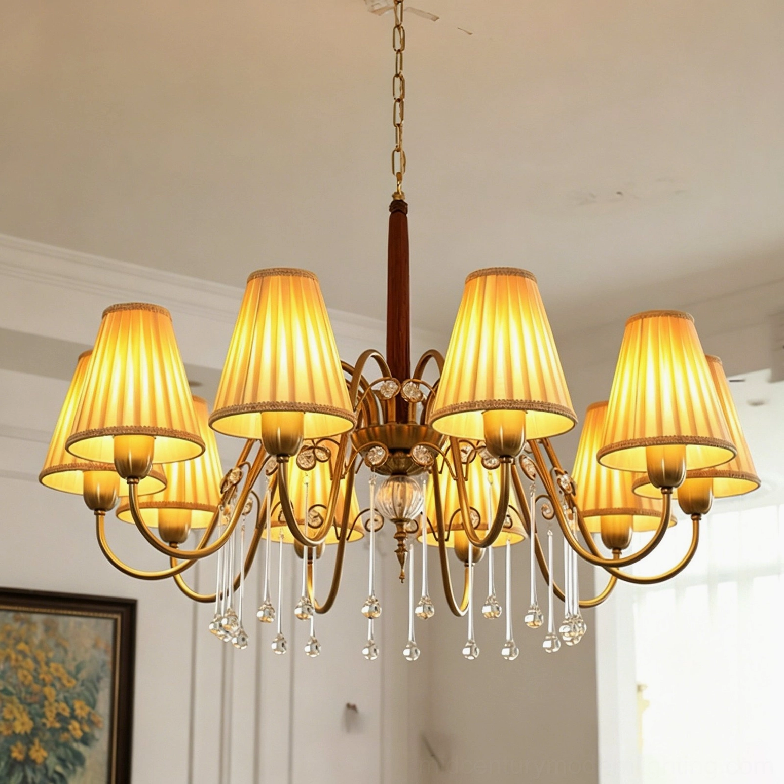 Chateaux Crystal Chandelier 10-light configuration in grand foyer or ballroom setting, maximum light output neoclassical chandelier