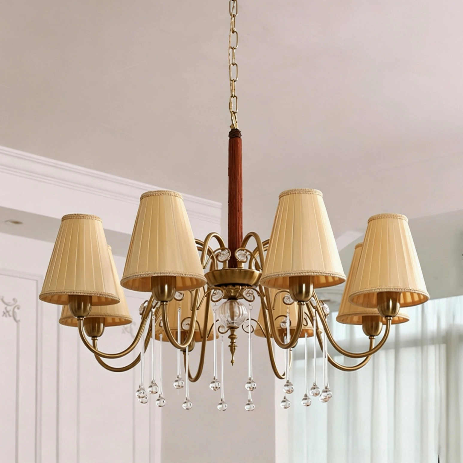Chateaux Crystal Chandelier 8-light size in formal dining room, professional interior design luxury chandelier application