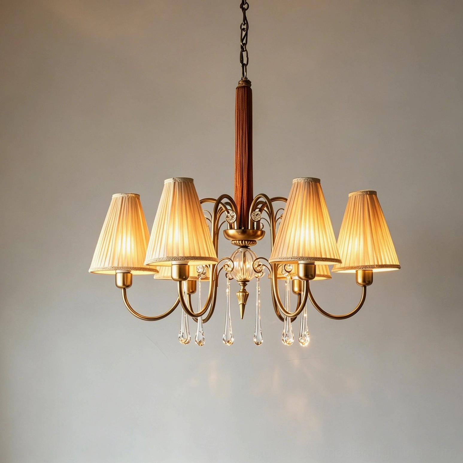 Chateaux Crystal Chandelier candelabra metal armature frame detail showing walnut finish and brass construction craftsmanship
