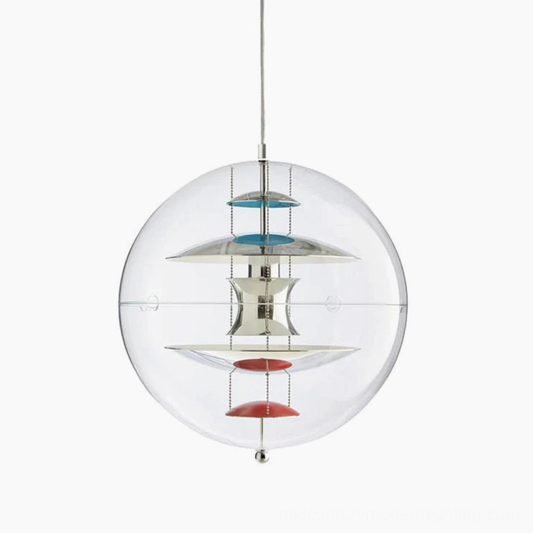 Chrome globe pendant fixture showing sleek metallic finish and industrial modern style