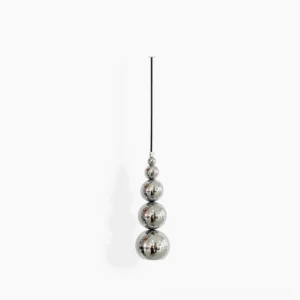Stacked chrome sphere pendant light with polished reflective finish, front studio view showcasing minimalist modern design