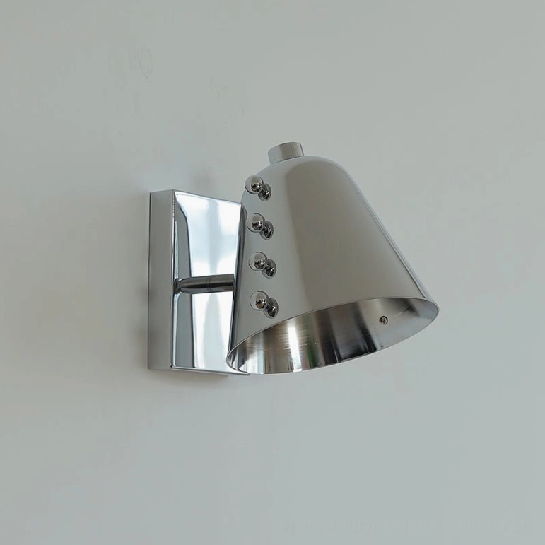Chrome polished wall sconce product showcase on neutral background with clear visibility