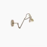 Adjustable chrome swing arm wall sconce with polished silver metal finish shown in side flat profile view