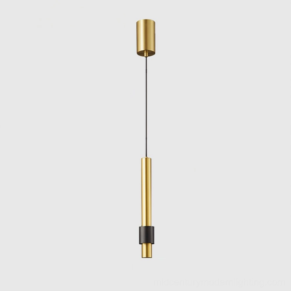 Gold and black detail Cicada pendant lamp, art deco inspired cylindrical design