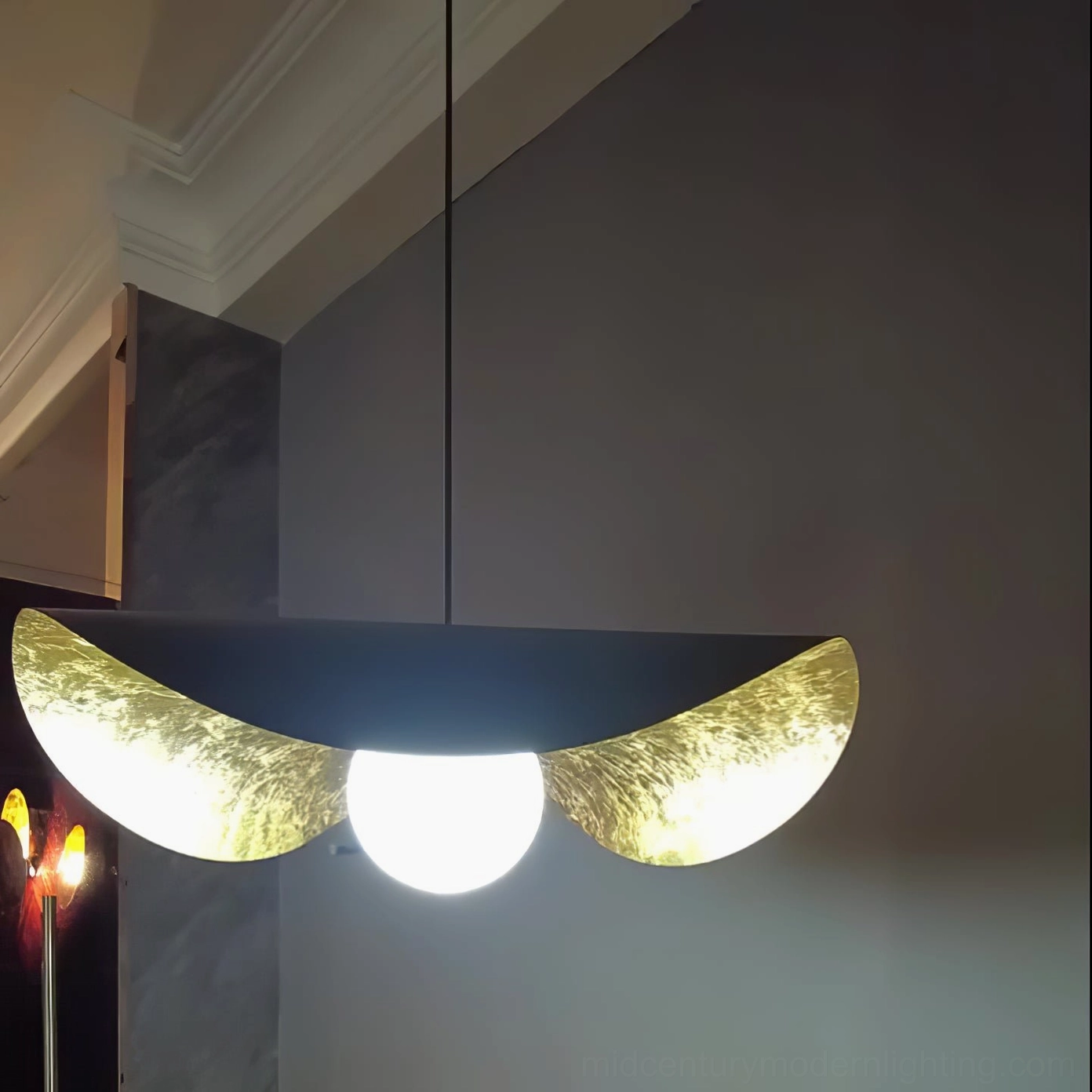 Cilla pendant lamp black and gold finish options, modern lighting fixture for residential and commercial spaces