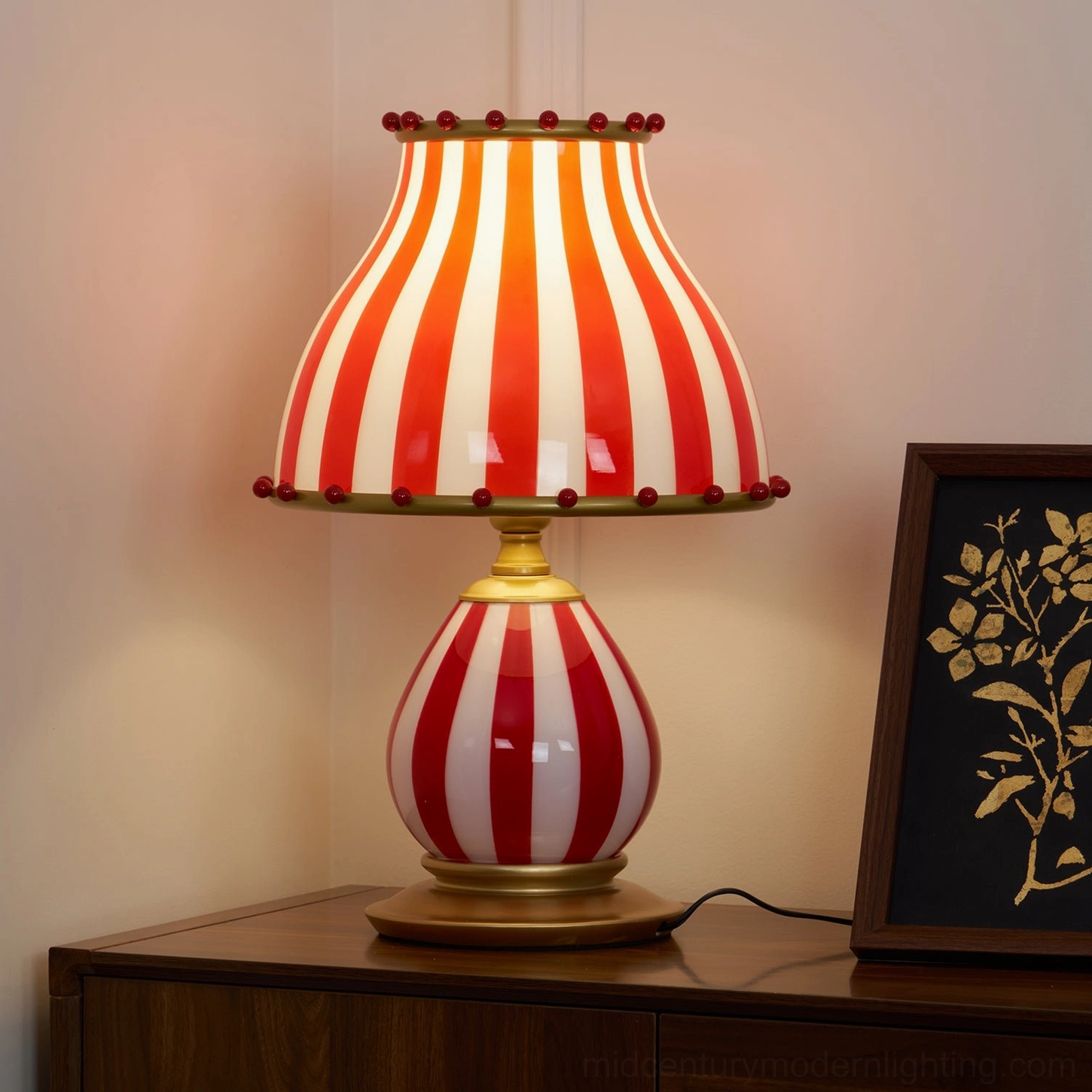 Circus Troup striped table lamp in contemporary home setting ambient lighting