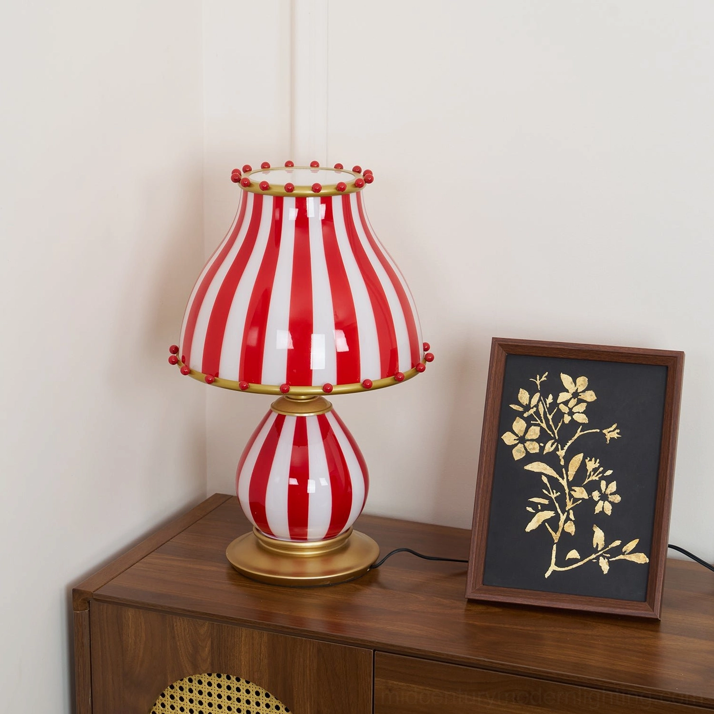 Circus Troup striped lamp side profile showing height and proportions