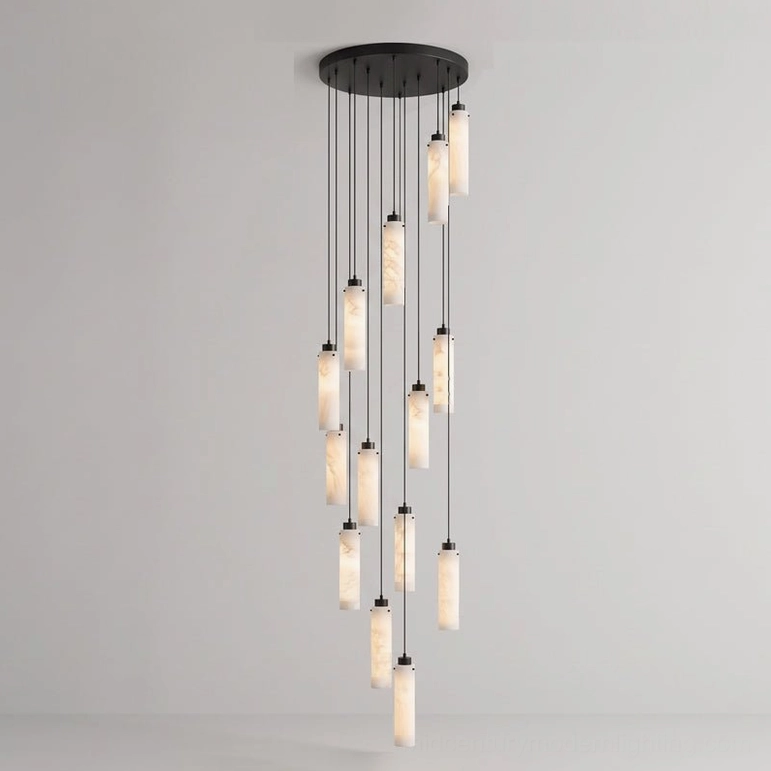 Cirio 11-head alabaster cascade multi-pendant chandelier grand foyer lighting