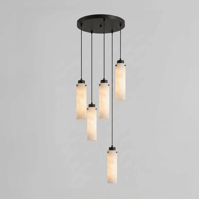 Cirio 5-head cascade chandelier mid-size alabaster multi-pendant light arrangement