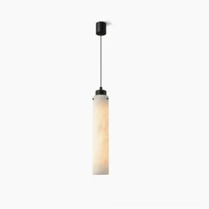 Cirio alabaster pendant lamp cylindrical shape front view studio shot minimalist lighting