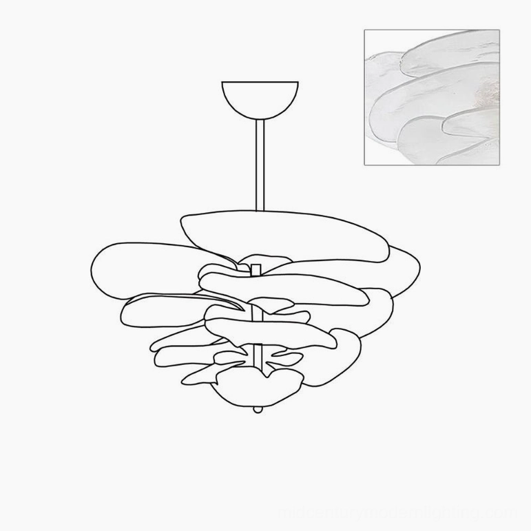 Clear glass lotus leaf Murano chandelier with transparent petal design and artistic brass work