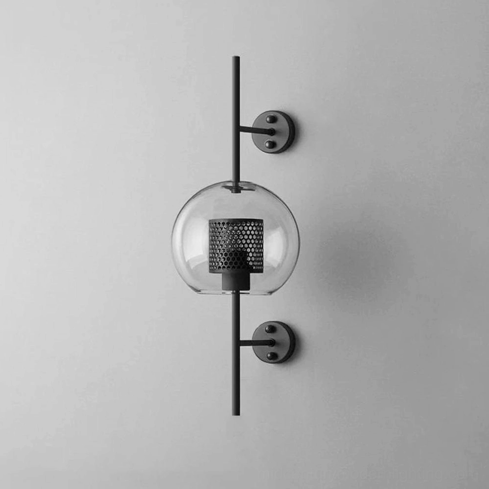 Glass sconce showing clear glass quality and metal hardware detail view