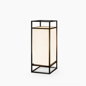 Cleo modern outdoor table lantern - front orthographic view white minimalist design