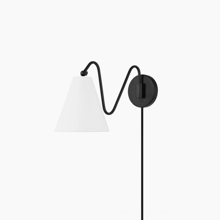 Single head cleome swing arm wall lamp black and white configuration small space bedroom