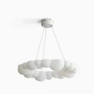 Cloud Bubble Halo Ring Chandelier front view with integrated LED halo ring design on white background