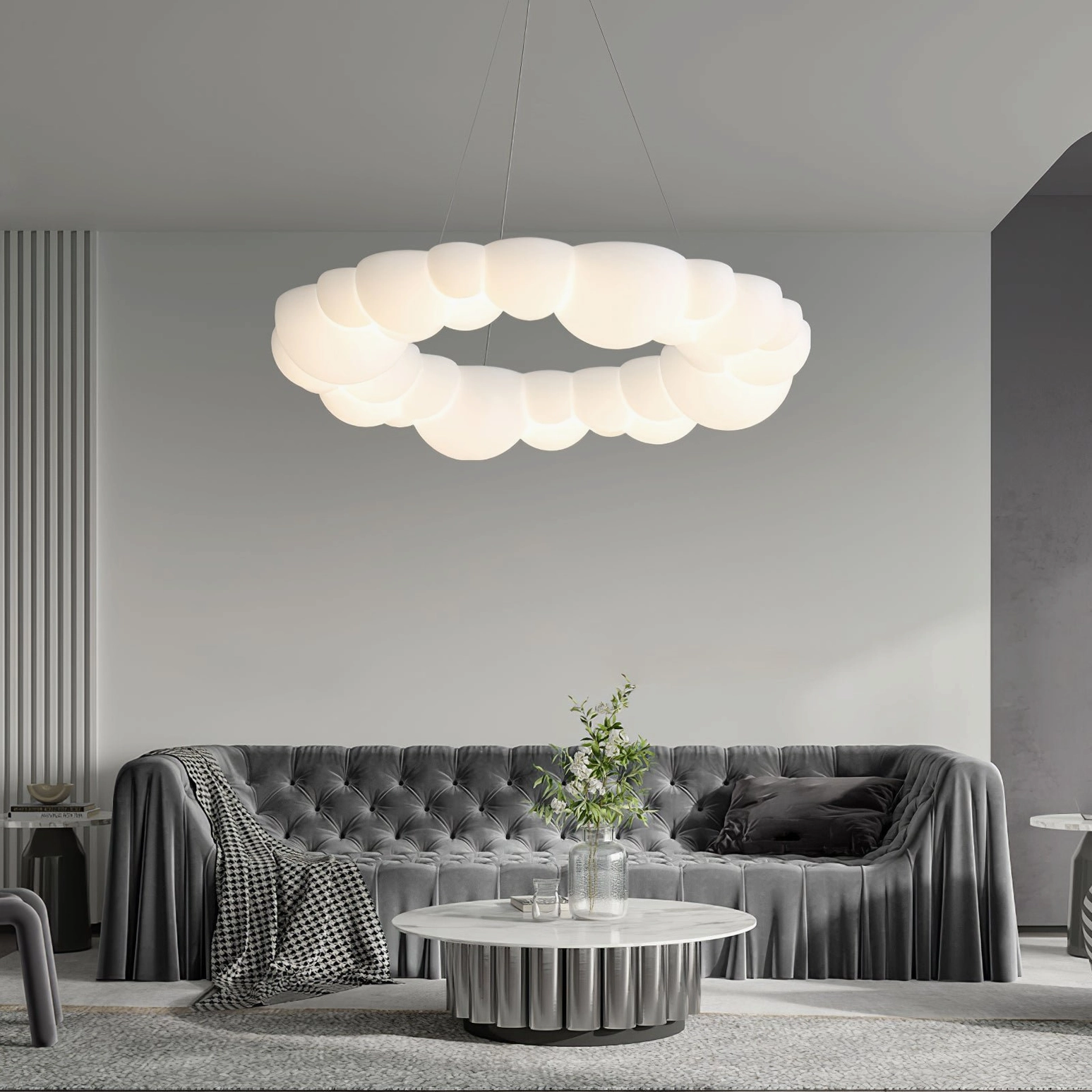 Cloud Bubble pendant light three-quarter angle view showing sculptural form