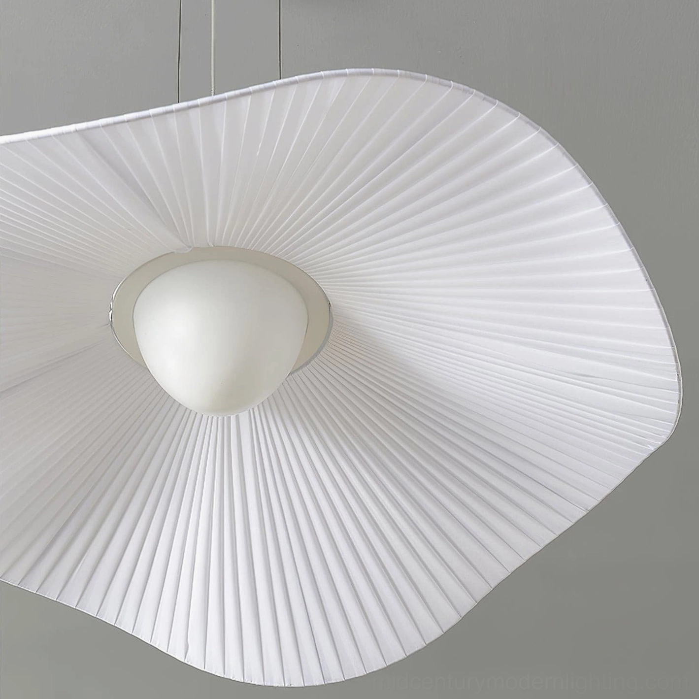 Cloud pendant lamp dimensional view showing sculptural pleated fabric form and structure