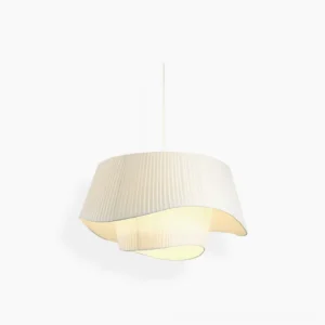 Coco pleated pendant lamp with double-layer hand-wrapped fabric shade, front view on white background