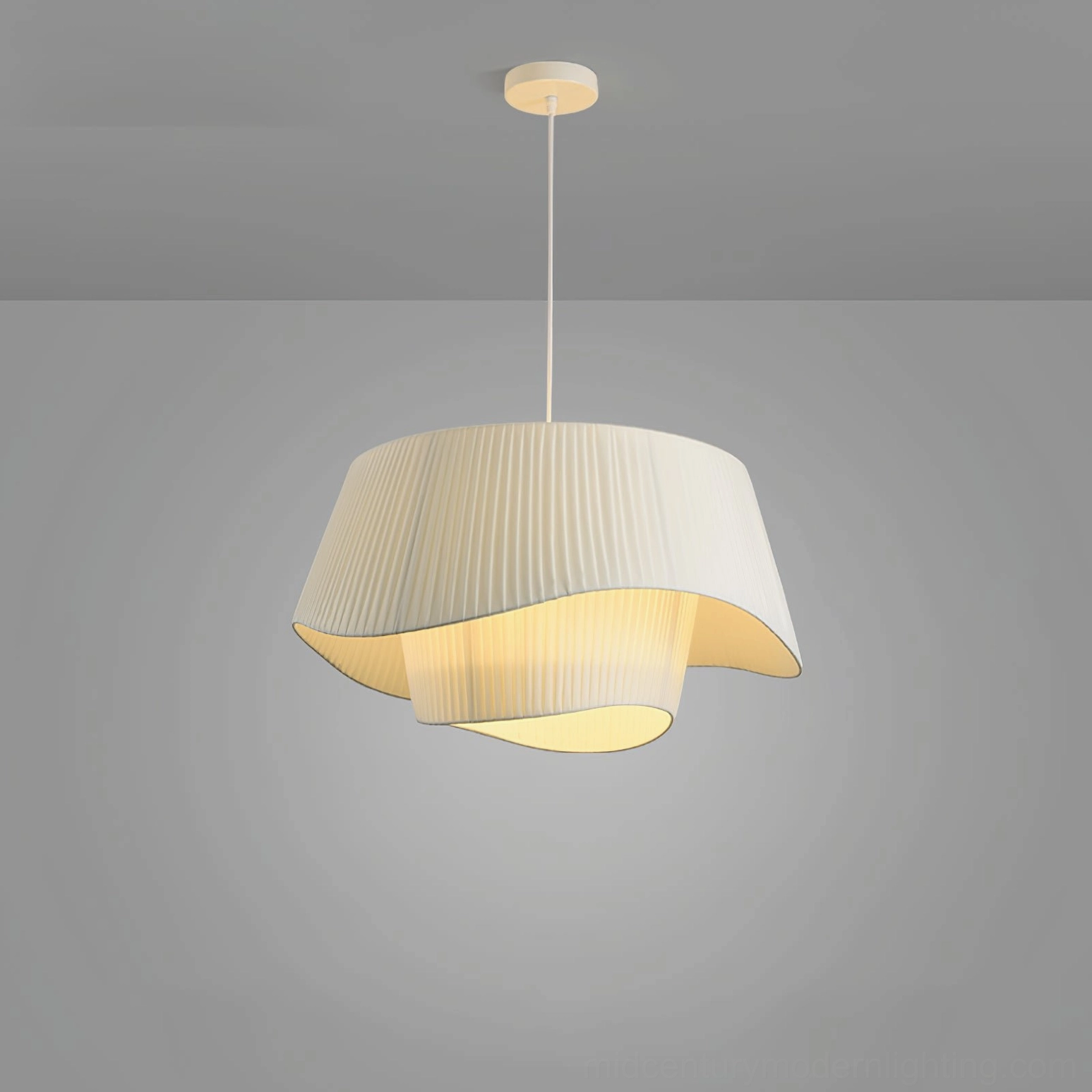 Coco pleated pendant lamp showing E27 E26 bulb socket compatibility and ceiling mount installation