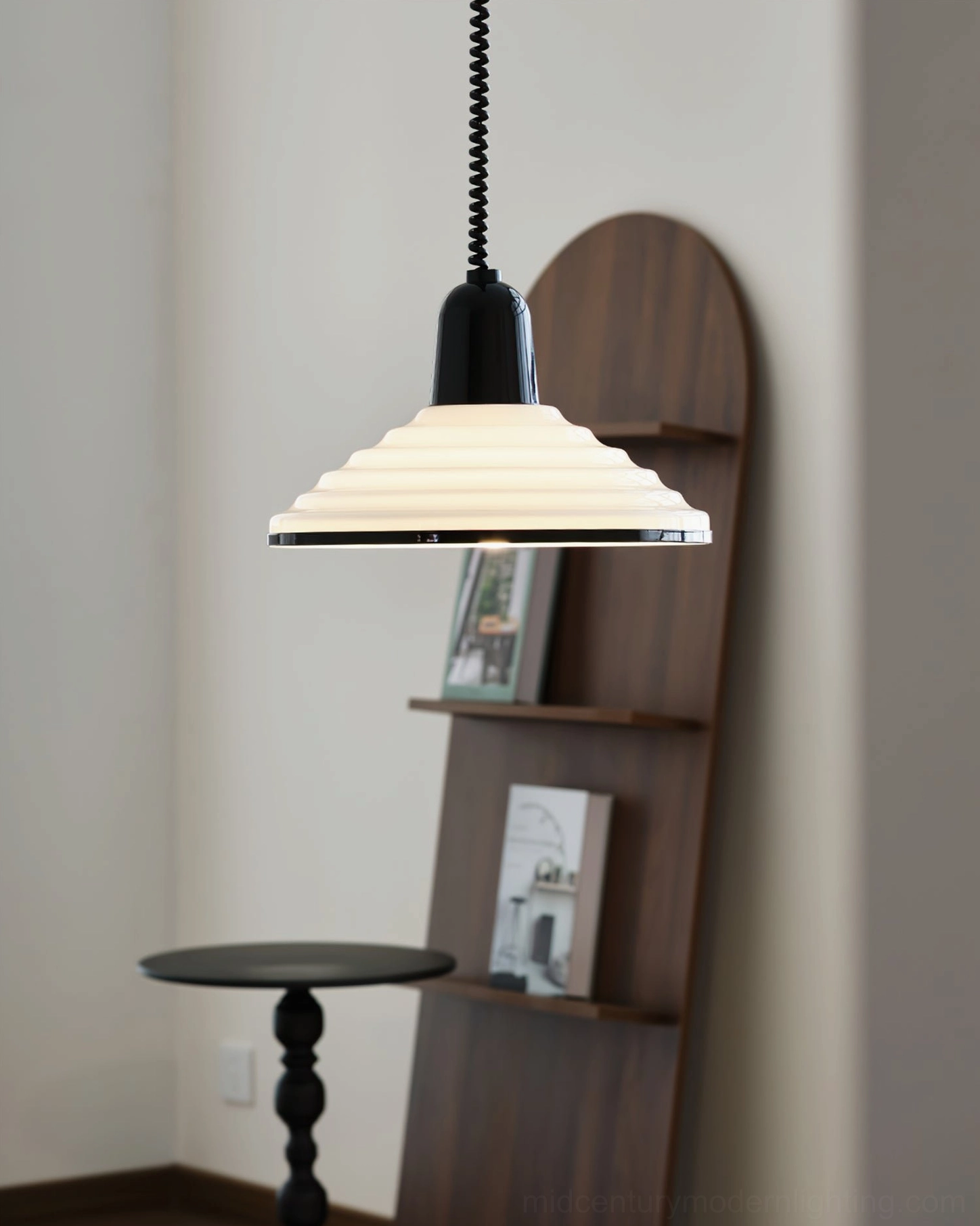 Compact ridged pendant lamp side angle small home lounge corner decorative wooden wall