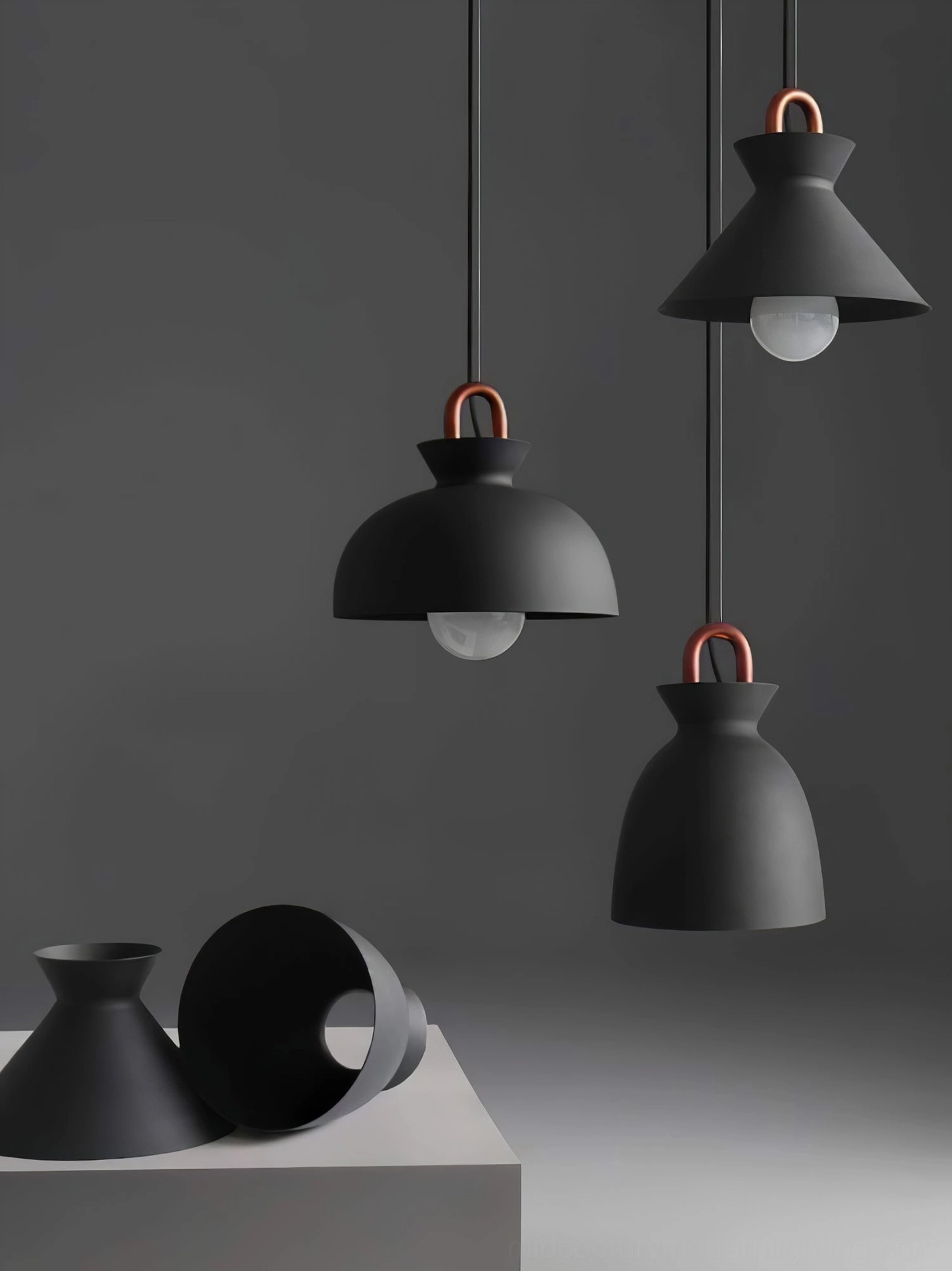 Coil suspension pendant light with matte finish in bright modern interior space