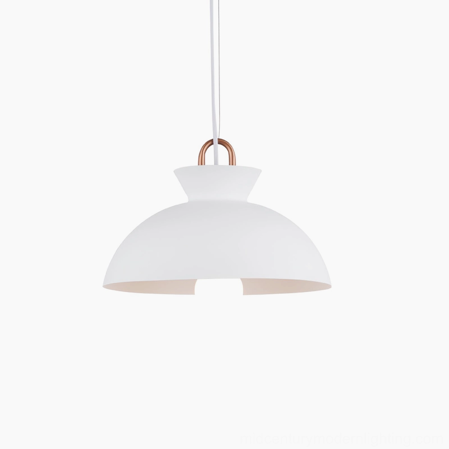 Coil pendant lamp group photo displaying different sizes and finishes available
