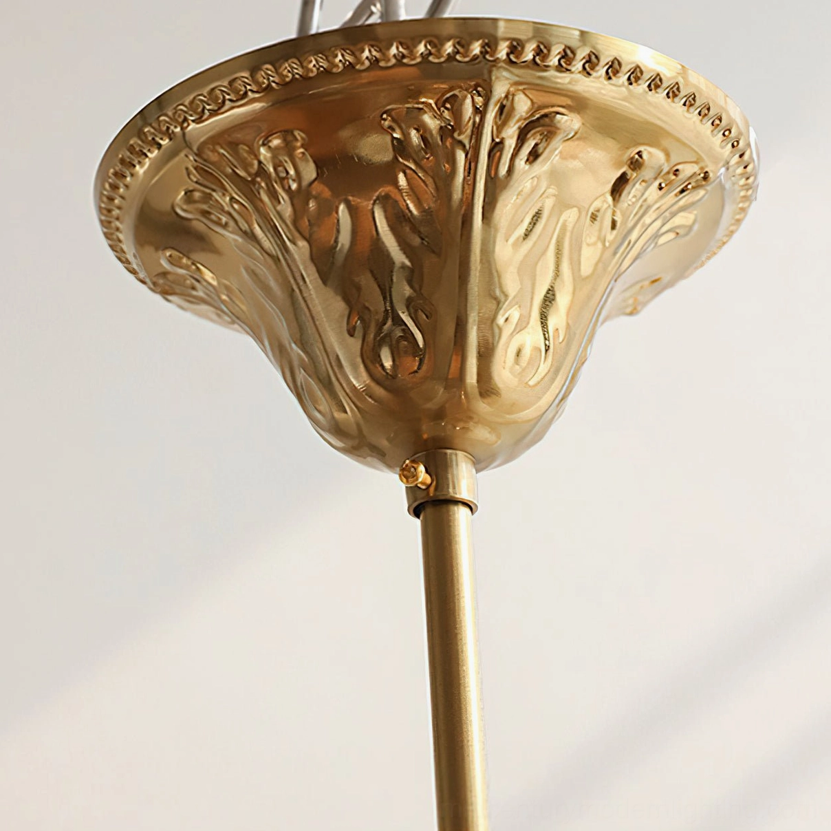 Colette Crystal Chandelier installed in elegant transitional interior with modern and classical elements