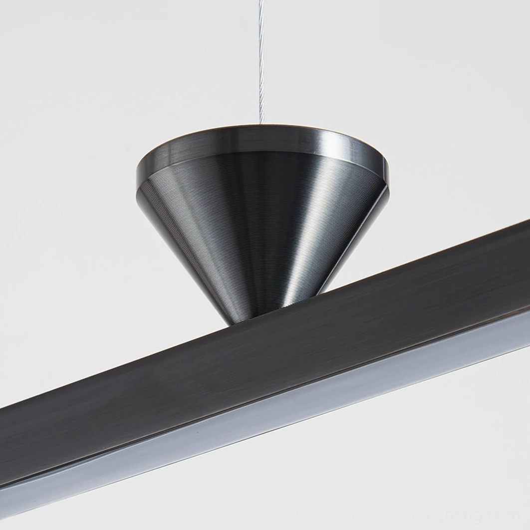 Coln linear black pendant chandelier - contemporary design detail view