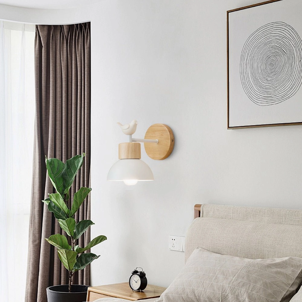 Colorato wood wall lamp in bedroom bedside setting, Nordic accent lighting for reading nook