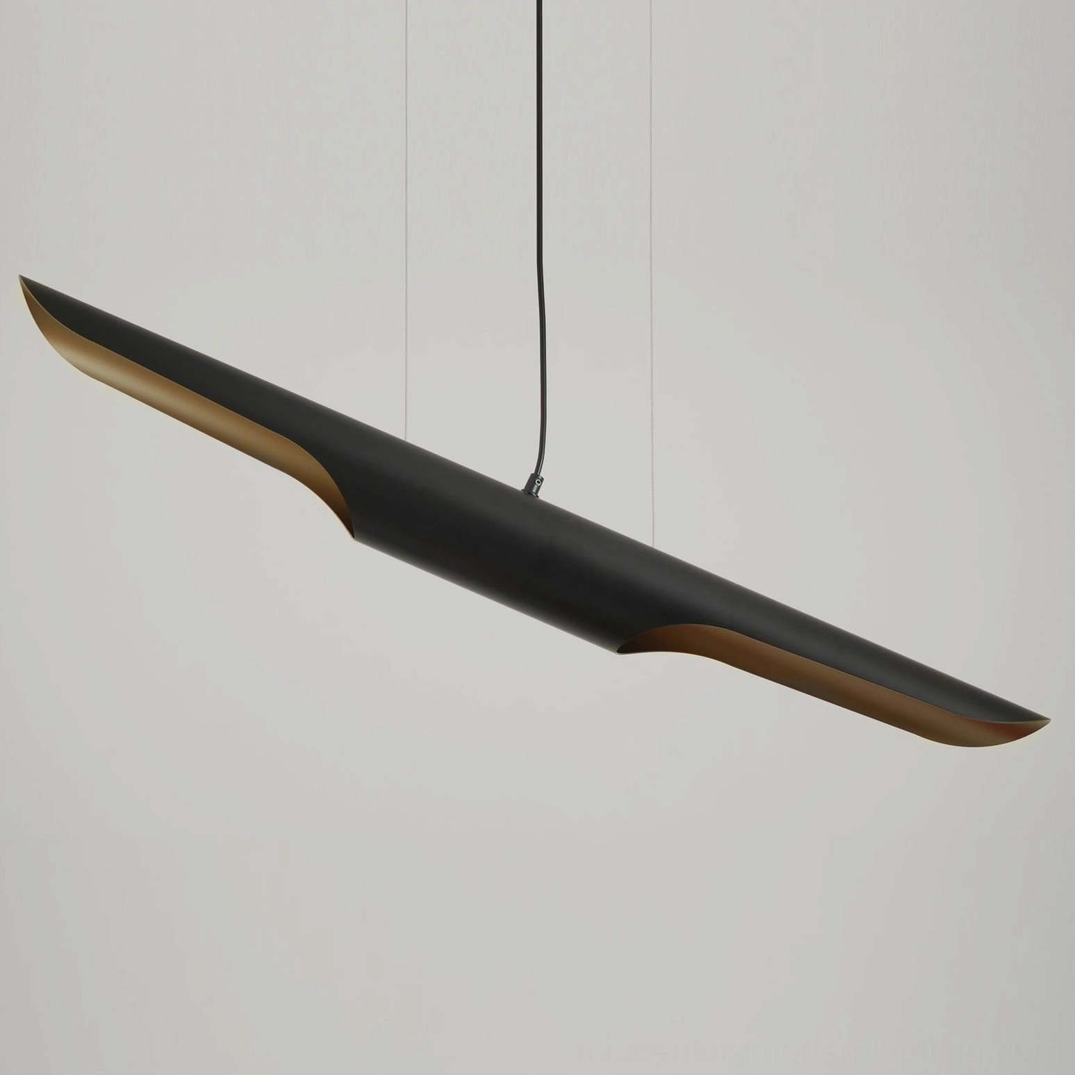 Close-up detail of Coltrane linear pendant light showing matte finish and contemporary design